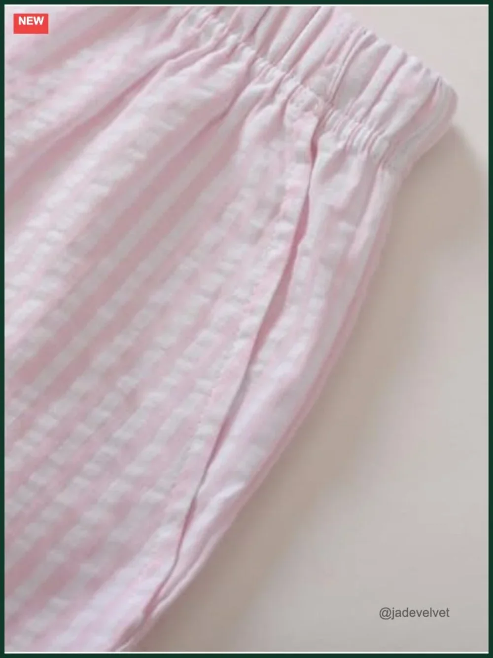 Cotton Seersucker Pajama Set Cami Top & Drawstring Shorts Lounge Sleepwear